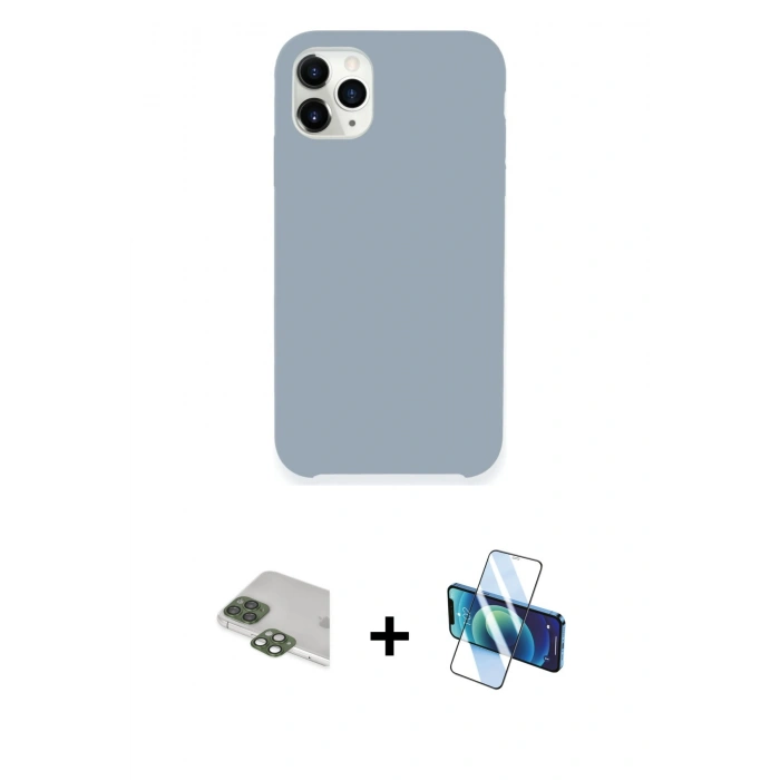 MARSİLYAN™- iPhone 11 Pro Max Kılıf Zirve Modern Özel Seri - Siyah 3D Antistatik Seramik Nano Ekran Koruyucu + Pers Alüminyum Kamera Lens - YL
