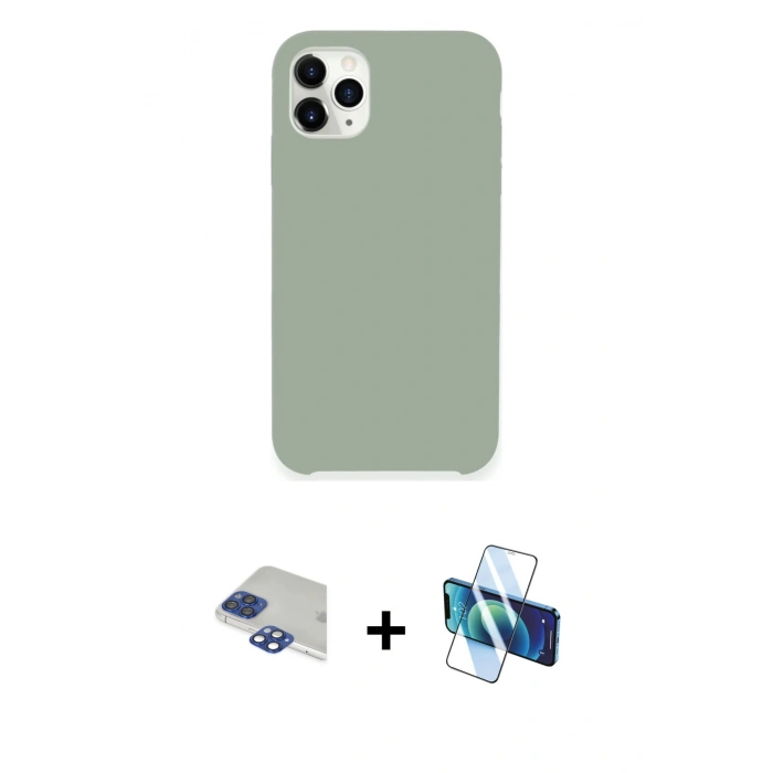MARSİLYAN™- iPhone 11 Pro Max Kılıf Zirve Modern Özel Seri - Siyah 3D Antistatik Seramik Nano Ekran Koruyucu + Pers Alüminyum Kamera Lens - LT