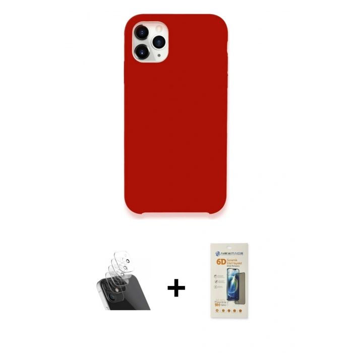 MARSİLYAN™- iPhone 11 Pro Max Kılıf Zirve Modern Özel Seri - Siyah 6D Mat Seramik Hayalet Nano Ekran Koruyucu + Kamera Lens Koruma Cam - SF