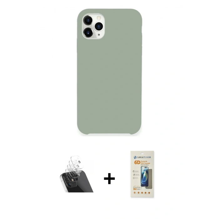 MARSİLYAN™- iPhone 11 Pro Max Kılıf Zirve Modern Özel Seri - Siyah 6D Mat Seramik Hayalet Nano Ekran Koruyucu + Kamera Lens Koruma Cam - SF
