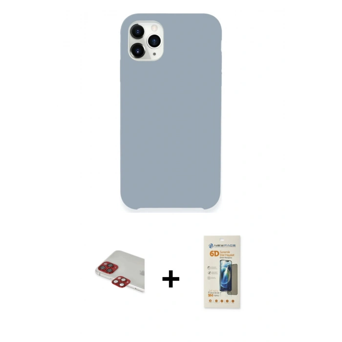 MARSİLYAN™- iPhone 11 Pro Max Kılıf Zirve Modern Özel Seri - Siyah 6D Mat Seramik Hayalet Nano Ekran Koruyucu + Pers Alüminyum Kamera Lens - KI