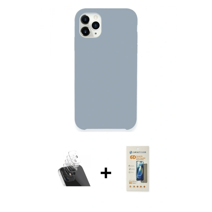 MARSİLYAN™- iPhone 11 Pro Max Kılıf Zirve Modern Özel Seri - Siyah 6D Mat Seramik Hayalet Nano Ekran Koruyucu + Kamera Lens Koruma Cam - SF