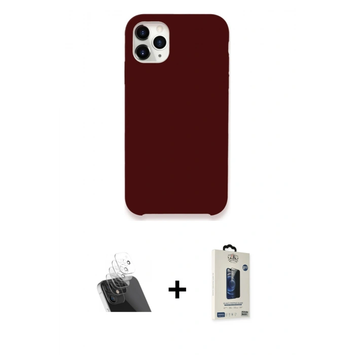 MARSİLYAN™- iPhone 11 Pro Max Kılıf Zirve Modern Özel Seri - Siyah Bilvis Hayalet Cam Ekran Koruyucu + Kamera Lens Koruma Cam - SF