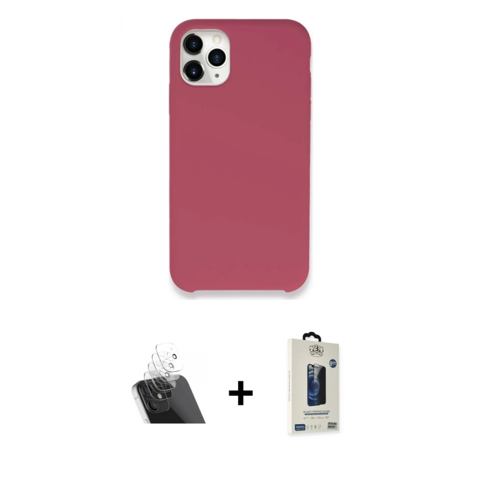 MARSİLYAN™- iPhone 11 Pro Max Kılıf Zirve Modern Özel Seri - Siyah Bilvis Hayalet Cam Ekran Koruyucu + Kamera Lens Koruma Cam - SF
