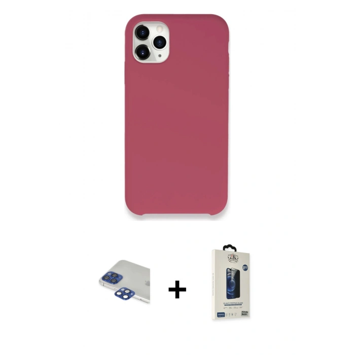 MARSİLYAN™- iPhone 11 Pro Max Kılıf Zirve Modern Özel Seri - Siyah Bilvis Hayalet Cam Ekran Koruyucu + Pers Alüminyum Kamera Lens - LT