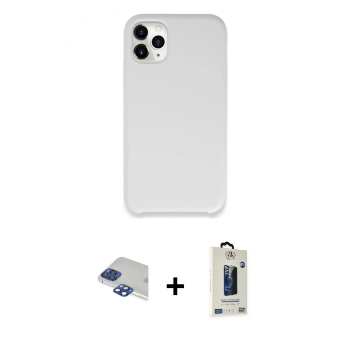 MARSİLYAN™- iPhone 11 Pro Max Kılıf Zirve Modern Özel Seri - Siyah Bilvis Hayalet Cam Ekran Koruyucu + Pers Alüminyum Kamera Lens - LT