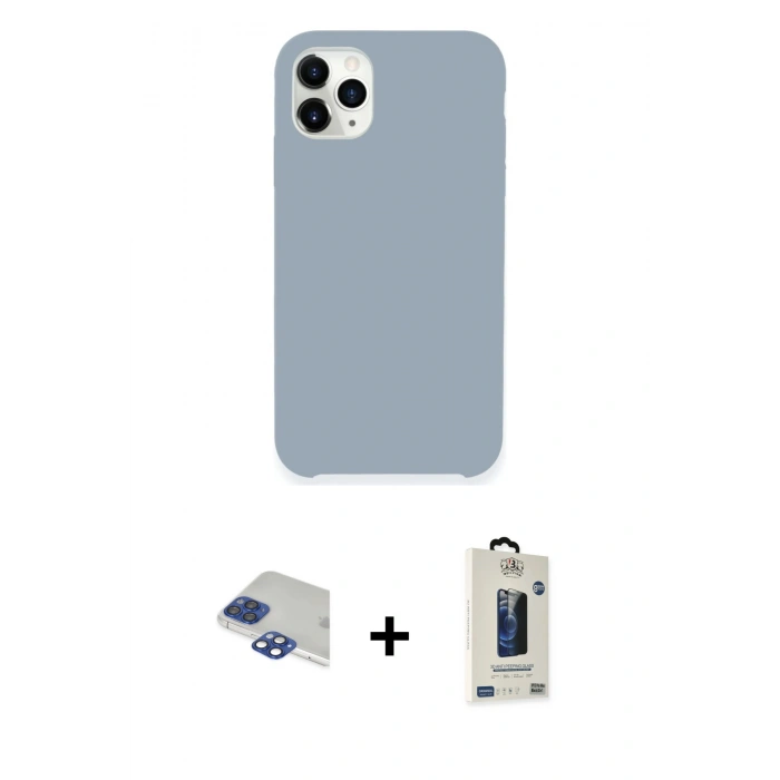 MARSİLYAN™- iPhone 11 Pro Max Kılıf Zirve Modern Özel Seri - Siyah Bilvis Hayalet Cam Ekran Koruyucu + Pers Alüminyum Kamera Lens - LT