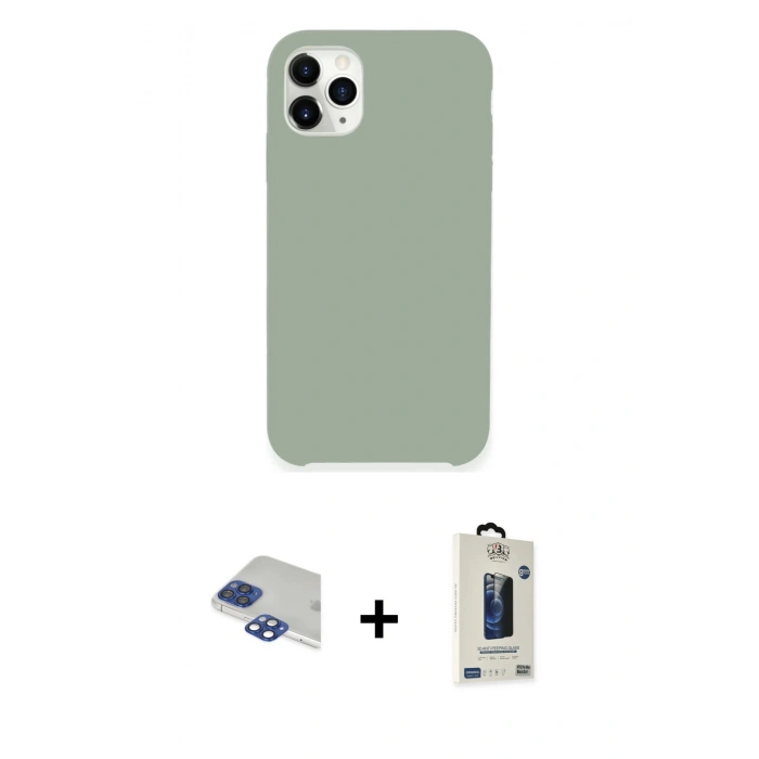 MARSİLYAN™- iPhone 11 Pro Max Kılıf Zirve Modern Özel Seri - Siyah Bilvis Hayalet Cam Ekran Koruyucu + Pers Alüminyum Kamera Lens - LT