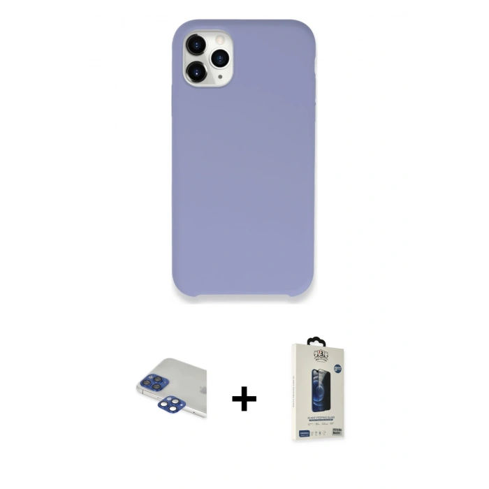 MARSİLYAN™- iPhone 11 Pro Max Kılıf Zirve Modern Özel Seri - Siyah Bilvis Hayalet Cam Ekran Koruyucu + Pers Alüminyum Kamera Lens - LT