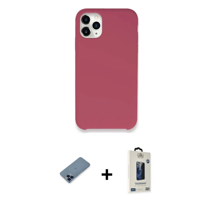 MARSİLYAN™- iPhone 11 Pro Max Kılıf Zirve Modern Özel Seri - Siyah Bilvis Hayalet Cam Ekran Koruyucu + Metal Kamera Lens Koruma Cam - MI