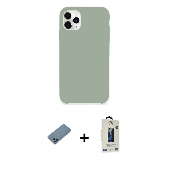 MARSİLYAN™- iPhone 11 Pro Max Kılıf Zirve Modern Özel Seri - Siyah Bilvis Hayalet Cam Ekran Koruyucu + Shine Kamera Lens Koruma Cam - MI