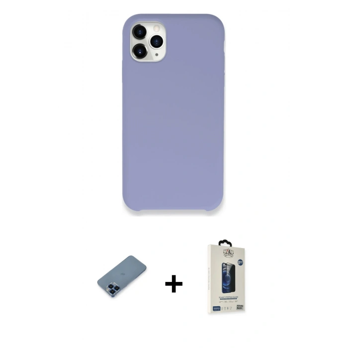 MARSİLYAN™- iPhone 11 Pro Max Kılıf Zirve Modern Özel Seri - Siyah Bilvis Hayalet Cam Ekran Koruyucu + Metal Kamera Lens Koruma Cam - MI
