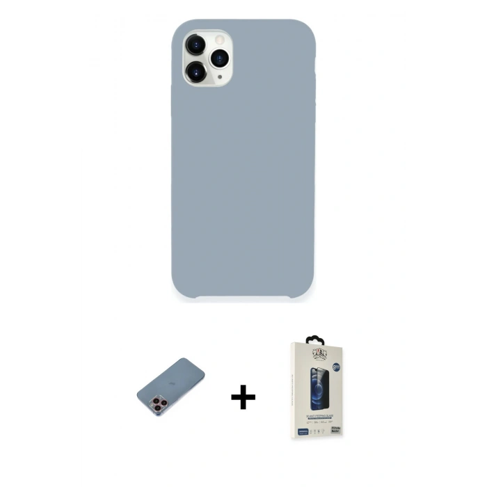 MARSİLYAN™- iPhone 11 Pro Max Kılıf Zirve Modern Özel Seri - Siyah Bilvis Hayalet Cam Ekran Koruyucu + Shine Kamera Lens Koruma Cam - PE
