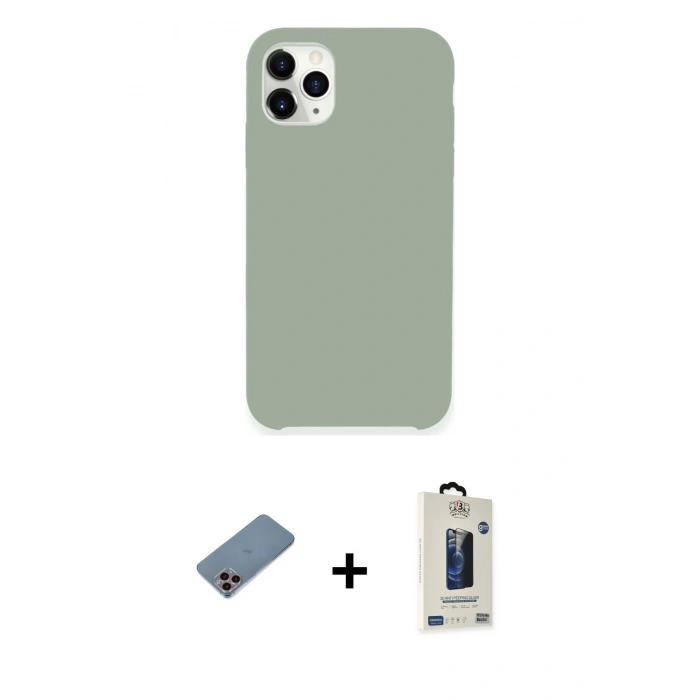 MARSİLYAN™- iPhone 11 Pro Max Kılıf Zirve Modern Özel Seri - Siyah Bilvis Hayalet Cam Ekran Koruyucu + Shine Kamera Lens Koruma Cam - PE