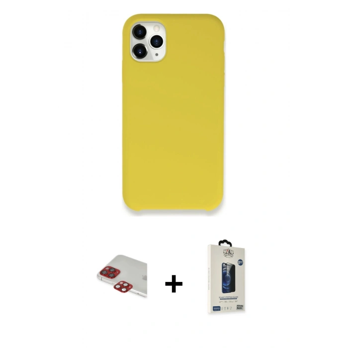 MARSİLYAN™- iPhone 11 Pro Max Kılıf Zirve Modern Özel Seri - Siyah Bilvis Hayalet Cam Ekran Koruyucu + Pers Alüminyum Kamera Lens - KI