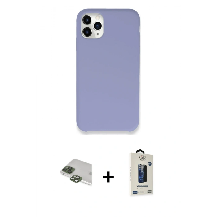 MARSİLYAN™- iPhone 11 Pro Max Kılıf Zirve Modern Özel Seri - Siyah Bilvis Hayalet Cam Ekran Koruyucu + Pers Alüminyum Kamera Lens - YL