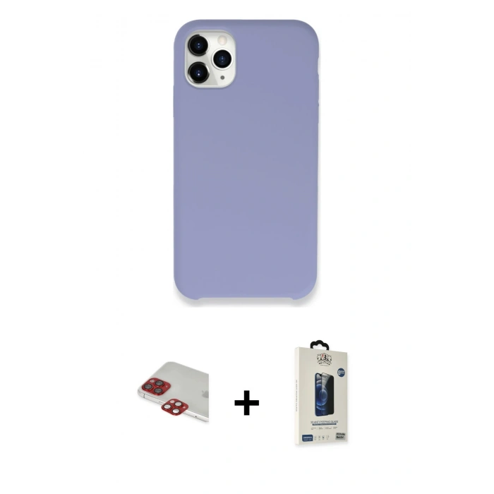 MARSİLYAN™- iPhone 11 Pro Max Kılıf Zirve Modern Özel Seri - Siyah Bilvis Hayalet Cam Ekran Koruyucu + Pers Alüminyum Kamera Lens - KI