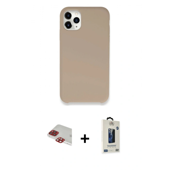 MARSİLYAN™- iPhone 11 Pro Max Kılıf Zirve Modern Özel Seri - Siyah Bilvis Hayalet Cam Ekran Koruyucu + Pers Alüminyum Kamera Lens - KI