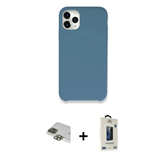 MARSİLYAN™- iPhone 11 Pro Max Kılıf Zirve Modern Özel Seri - Siyah Bilvis Hayalet Cam Ekran Koruyucu + Pers Alüminyum Kamera Lens - YL