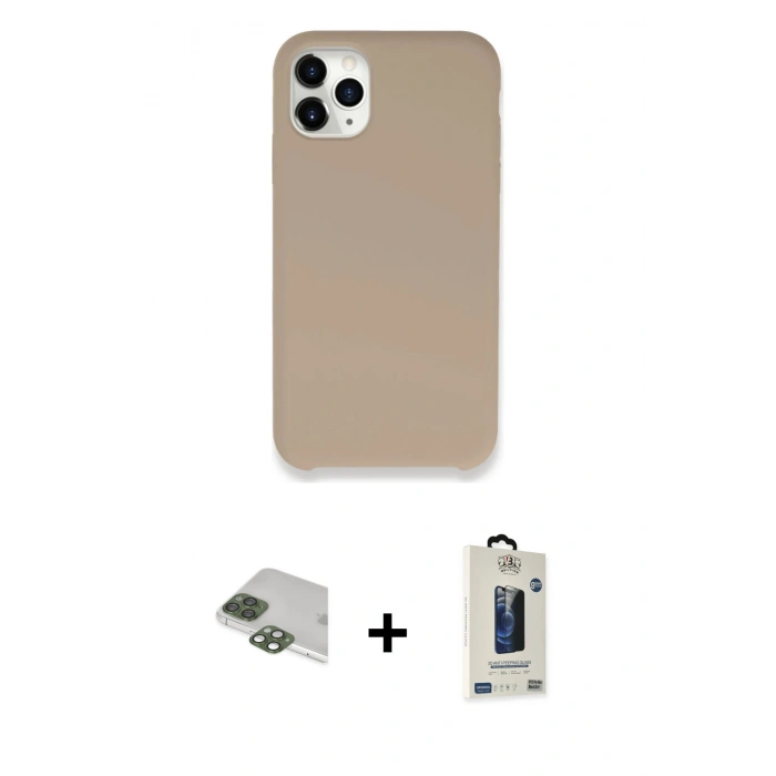 MARSİLYAN™- iPhone 11 Pro Max Kılıf Zirve Modern Özel Seri - Siyah Bilvis Hayalet Cam Ekran Koruyucu + Pers Alüminyum Kamera Lens - YL