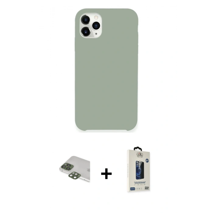 MARSİLYAN™- iPhone 11 Pro Max Kılıf Zirve Modern Özel Seri - Siyah Bilvis Hayalet Cam Ekran Koruyucu + Pers Alüminyum Kamera Lens - YL