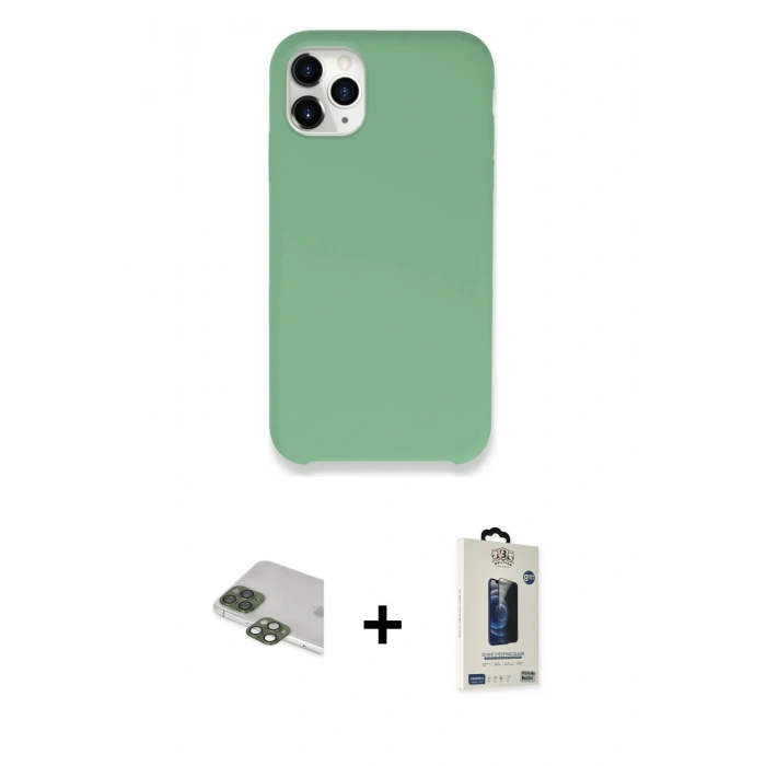 MARSİLYAN™- iPhone 11 Pro Max Kılıf Zirve Modern Özel Seri - Siyah Bilvis Hayalet Cam Ekran Koruyucu + Pers Alüminyum Kamera Lens - YL