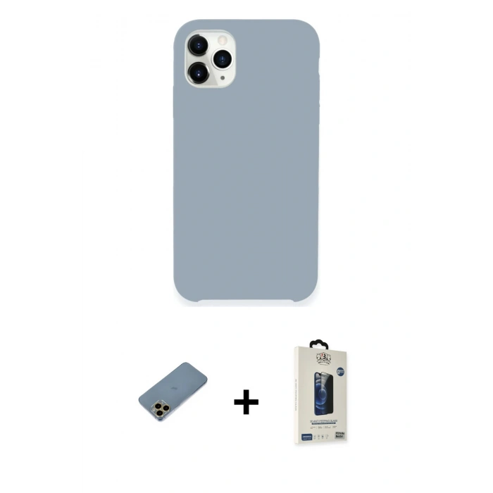 MARSİLYAN™- iPhone 11 Pro Max Kılıf Zirve Modern Özel Seri - Siyah Bilvis Hayalet Cam Ekran Koruyucu + Shine Kamera Lens Koruma Cam - GD