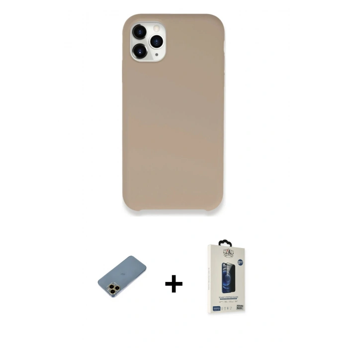MARSİLYAN™- iPhone 11 Pro Max Kılıf Zirve Modern Özel Seri - Siyah Bilvis Hayalet Cam Ekran Koruyucu + Shine Kamera Lens Koruma Cam - GD
