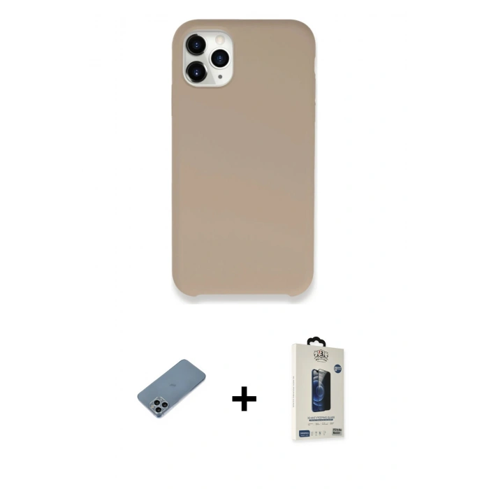 MARSİLYAN™- iPhone 11 Pro Max Kılıf Zirve Modern Özel Seri - Siyah Bilvis Hayalet Cam Ekran Koruyucu + Shine Kamera Lens Koruma Cam - SABE