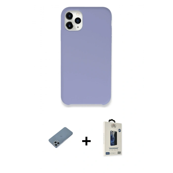 MARSİLYAN™- iPhone 11 Pro Max Kılıf Zirve Modern Özel Seri - Siyah Bilvis Hayalet Cam Ekran Koruyucu + Shine Kamera Lens Koruma Cam - SABE