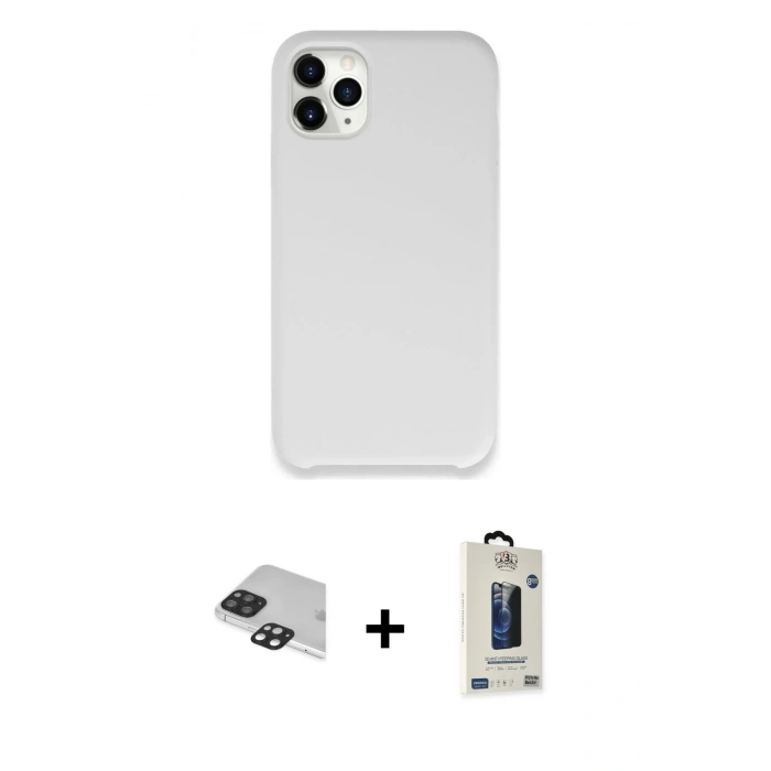 MARSİLYAN™- iPhone 11 Pro Max Kılıf Zirve Modern Özel Seri - Siyah Bilvis Hayalet Cam Ekran Koruyucu + Pers Alüminyum Kamera Lens - SH