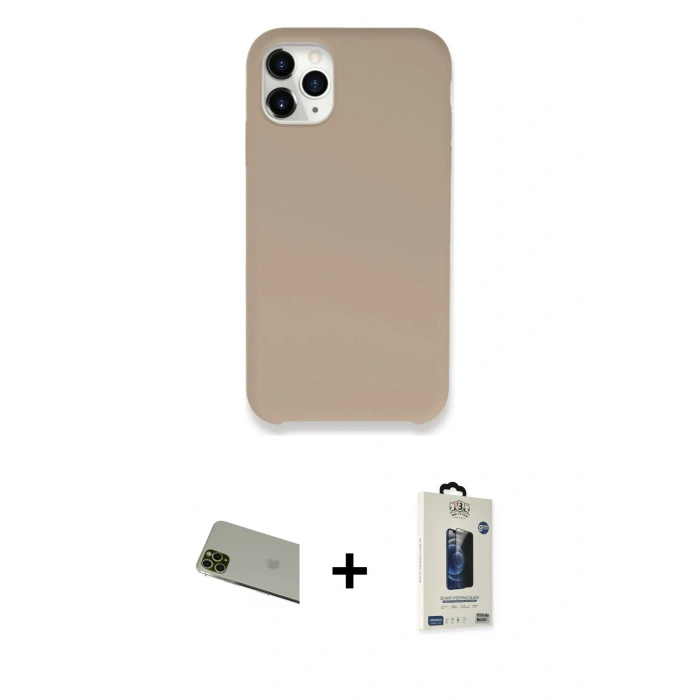 MARSİLYAN™- iPhone 11 Pro Max Kılıf Zirve Modern Özel Seri - Siyah Bilvis Hayalet Cam Ekran Koruyucu + Rainbow Kamera Lens Koruma Cam - YL