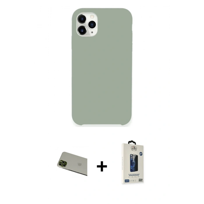 MARSİLYAN™- iPhone 11 Pro Max Kılıf Zirve Modern Özel Seri - Siyah Bilvis Hayalet Cam Ekran Koruyucu + Rainbow Kamera Lens Koruma Cam - YL