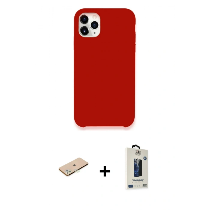 MARSİLYAN™- iPhone 11 Pro Max Kılıf Zirve Modern Özel Seri - Siyah Bilvis Hayalet Cam Ekran Koruyucu + Renkli Kamera Lens Koruma Cam - YL