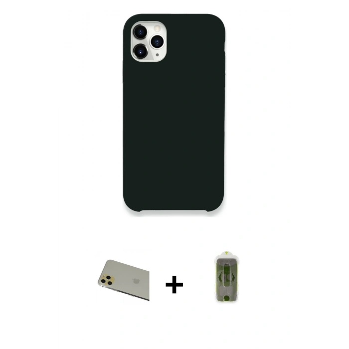 MARSİLYAN™- iPhone 11 Pro Max Kılıf Zirve Modern Özel Seri - Siyah Joko Magic 5D Hayalet Cam + Rainbow Kamera Lens Koruma Cam - GD
