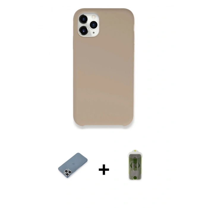 MARSİLYAN™- iPhone 11 Pro Max Kılıf Zirve Modern Özel Seri - Siyah Joko Magic 5D Hayalet Cam + Metal Kamera Lens Koruma Cam - GS
