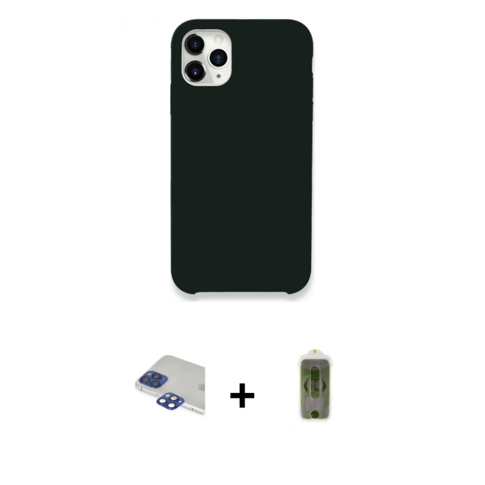 MARSİLYAN™- iPhone 11 Pro Max Kılıf Zirve Modern Özel Seri - Siyah Joko Magic 5D Hayalet Cam + Pers Alüminyum Kamera Lens - LT