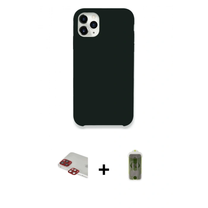 MARSİLYAN™- iPhone 11 Pro Max Kılıf Zirve Modern Özel Seri - Siyah Joko Magic 5D Hayalet Cam + Pers Alüminyum Kamera Lens - KI