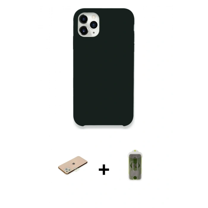 MARSİLYAN™- iPhone 11 Pro Max Kılıf Zirve Modern Özel Seri - Siyah Joko Magic 5D Hayalet Cam + Renkli Kamera Lens Koruma Cam - YL