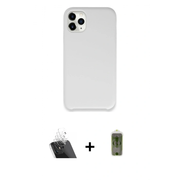 MARSİLYAN™- iPhone 11 Pro Max Kılıf Zirve Modern Özel Seri - Siyah Joko Magic 5D Hayalet Cam + Şeffaf Kamera Lens Koruma Cam