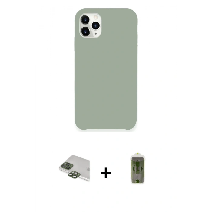 MARSİLYAN™- iPhone 11 Pro Max Kılıf Zirve Modern Özel Seri - Siyah Joko Magic 5D Hayalet Cam + Yeşil Pers Alüminyum Kamera Lens