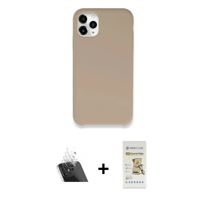 MARSİLYAN™- iPhone 11 Pro Max Kılıf Zirve Modern Özel Seri - Siyah Mat Seramik Nano Ekran Koruyucu + Kamera Lens Koruma Cam - SF