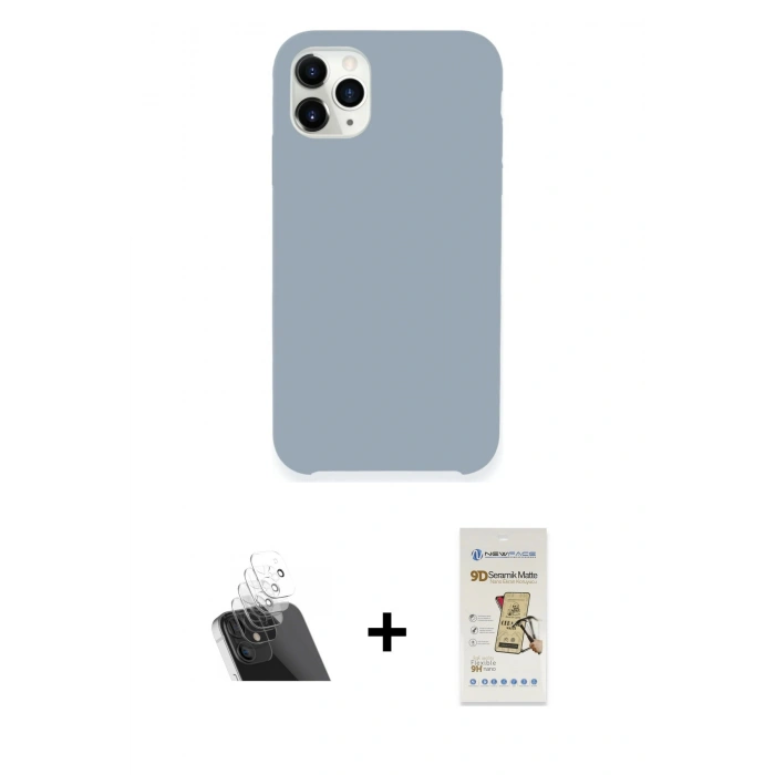 MARSİLYAN™- iPhone 11 Pro Max Kılıf Zirve Modern Özel Seri - Siyah Mat Seramik Nano Ekran Koruyucu + Kamera Lens Koruma Cam - SF