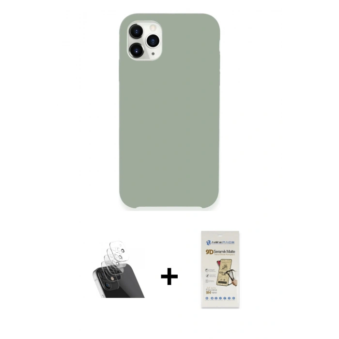 MARSİLYAN™- iPhone 11 Pro Max Kılıf Zirve Modern Özel Seri - Siyah Mat Seramik Nano Ekran Koruyucu + Kamera Lens Koruma Cam - SF