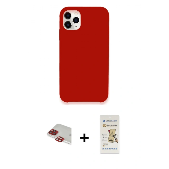 MARSİLYAN™- iPhone 11 Pro Max Kılıf Zirve Modern Özel Seri - Siyah Mat Seramik Nano Ekran Koruyucu + Pers Alüminyum Kamera Lens - KI