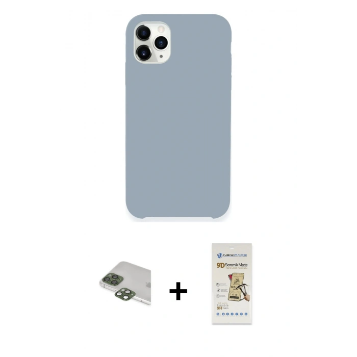 MARSİLYAN™- iPhone 11 Pro Max Kılıf Zirve Modern Özel Seri - Siyah Mat Seramik Nano Ekran Koruyucu + Pers Alüminyum Kamera Lens - YL