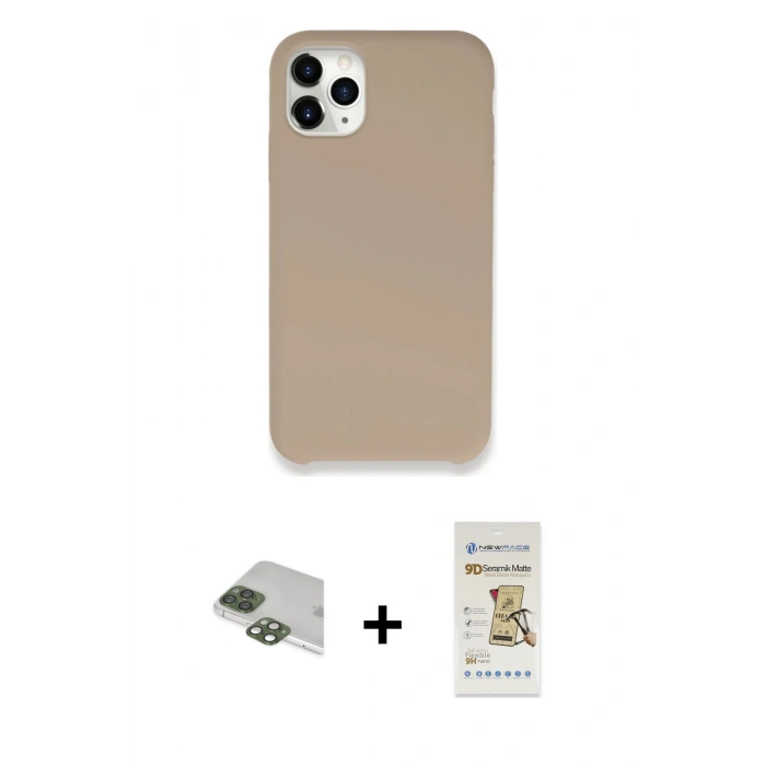 MARSİLYAN™- iPhone 11 Pro Max Kılıf Zirve Modern Özel Seri - Siyah Mat Seramik Nano Ekran Koruyucu + Pers Alüminyum Kamera Lens - YL