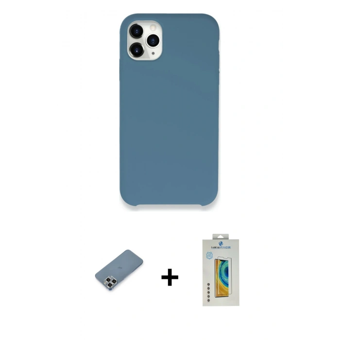 MARSİLYAN™- iPhone 11 Pro Max Kılıf Zirve Modern Özel Seri - Siyah Polymer Nano Ekran Koruyucu + Metal Kamera Lens Koruma Cam - GS