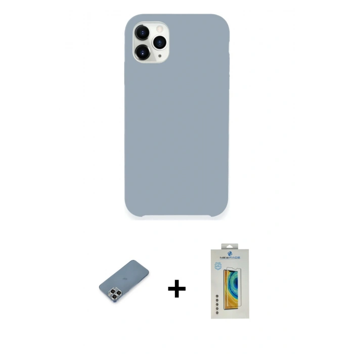 MARSİLYAN™- iPhone 11 Pro Max Kılıf Zirve Modern Özel Seri - Siyah Polymer Nano Ekran Koruyucu + Metal Kamera Lens Koruma Cam - GS