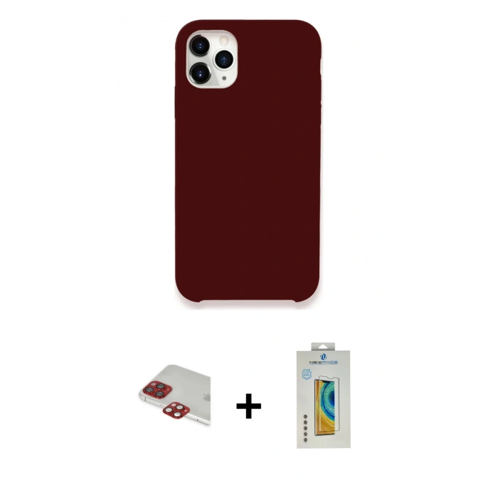 MARSİLYAN™- iPhone 11 Pro Max Kılıf Zirve Modern Özel Seri - Siyah Polymer Nano Ekran Koruyucu + Pers Alüminyum Kamera Lens - KI